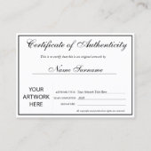 Certificaat van authenticiteit Kunstwerk door Logo (Voorkant)