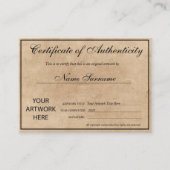 Certificaat van authenticiteit Kunstwerk door Logo (Voorkant)