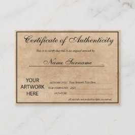 Certificaat van authenticiteit Kunstwerk door Logo