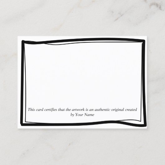 Certificaat van authenticiteit Kunstwerk door Logo (Achterkant)