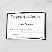 Certificaat van authenticiteit Kunstwerk door Logo (Voorkant)