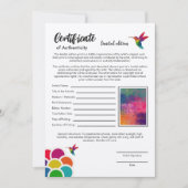 Certificaat van authenticiteit Limited Edition Pri Kaart (Voorkant)