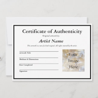 Certificaat van authenticiteit voor kunst met foto kaart