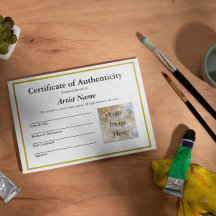 Certificaat van authenticiteit voor kunst met foto