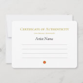 Certificaat van authenticiteit voor kunst, Verkoch Kaart (Voorkant)