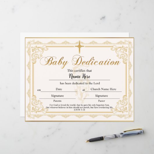 Certificaat van baby Gold (Voorkant / Achterkant in situ)