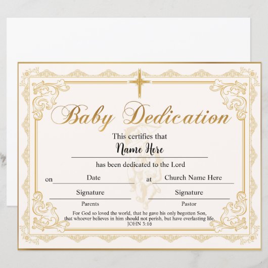 Certificaat van baby Gold (Voorkant / Achterkant)