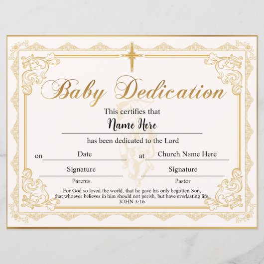 Certificaat van baby Gold (Voorkant)