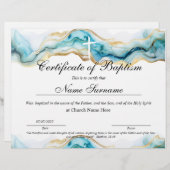 Certificaat van baptisme, Baby-bestemming (Voorkant / Achterkant)