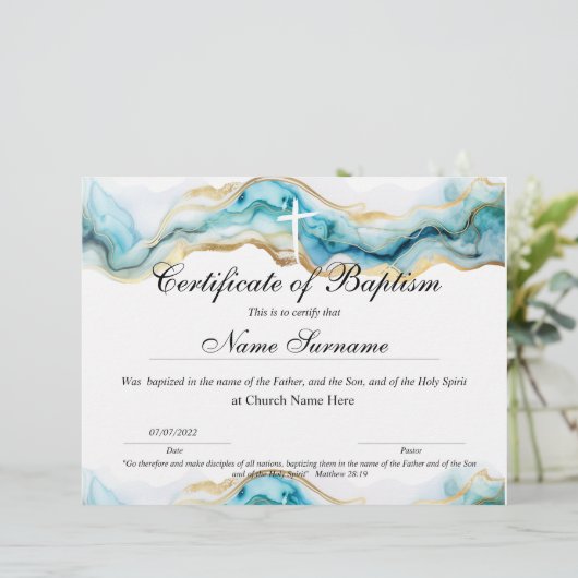 Certificaat van baptisme, Baby-bestemming (Staand voorkant)