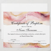 Certificaat van baptisme, Baby-bestemming (Voorkant / Achterkant)