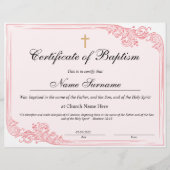 Certificaat van baptisme, Baby-bestemming (Voorkant)
