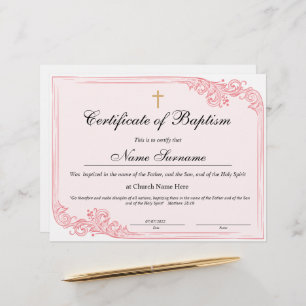 Certificaat van baptisme, Baby-bestemming