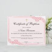 Certificaat van baptisme, Baby-bestemming (Staand voorkant)