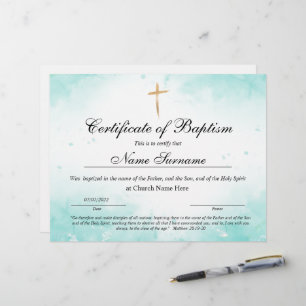 Certificaat van baptisme, Baby-bestemming