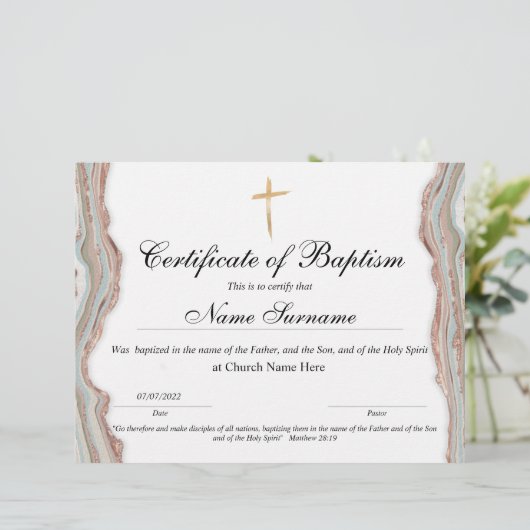 Certificaat van baptisme, Baby-bestemming (Staand voorkant)