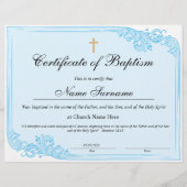 Certificaat van baptisme, Baby-bestemming (Voorkant)