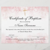 Certificaat van baptisme, Baby-bestemming (Voorkant)