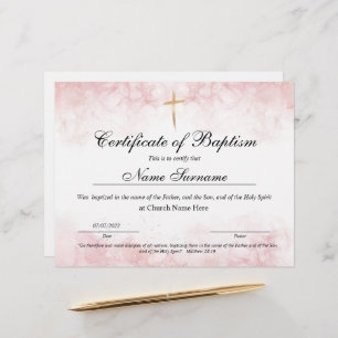 Certificaat van baptisme, Baby-bestemming