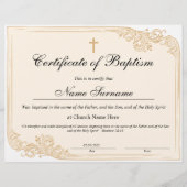 Certificaat van baptisme, Baby-bestemming (Voorkant)