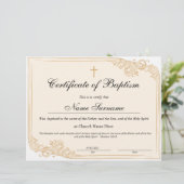 Certificaat van baptisme, Baby-bestemming (Staand voorkant)