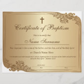 Certificaat van baptisme, Baby-bestemming (Voorkant)