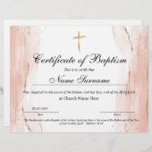 Certificaat van baptisme, Baby-bestemming (Voorkant / Achterkant)