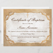 Certificaat van baptisme, Baby-bestemming (Voorkant / Achterkant)