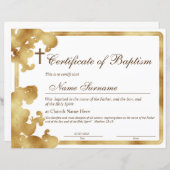 Certificaat van baptisme, Baby-bestemming (Voorkant / Achterkant)