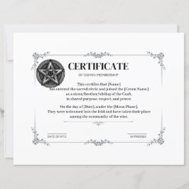 Certificaat van Coven lidmaatschap