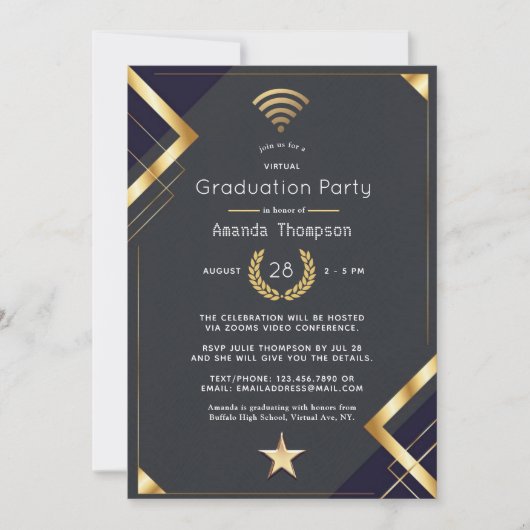 Certificaat van de Black & Gold Virtual Graduation Kaart (Voorkant)