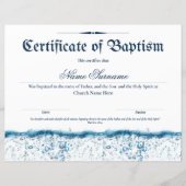 Certificaat van de Doop Waterdoop Papieren Blad (Voorkant)