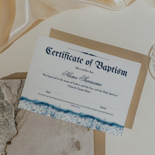 Certificaat van de Doop Waterdoop Papieren Blad