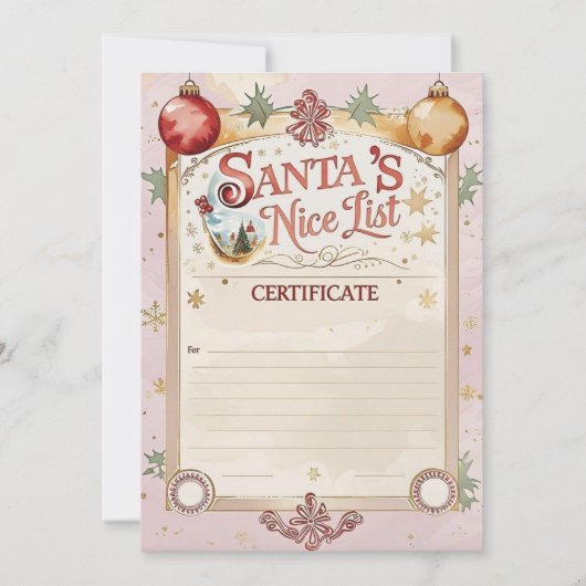 Certificaat van de Goede Lijst van Sinterklaas | P Kaart (Voorkant)