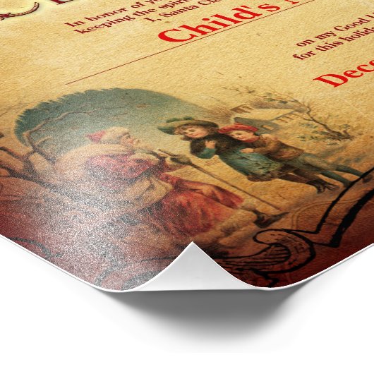 Certificaat van de  lijst van Nice van de kerstman Foto Afdruk (Hoek)