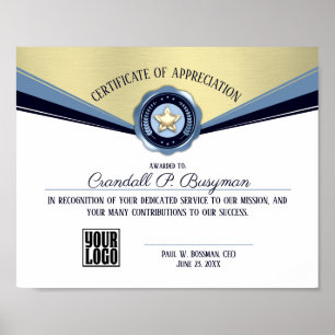 Certificaat van de werknemerstoekenning van het poster