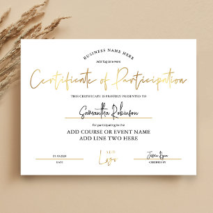 Certificaat van deelname Gold Business Award