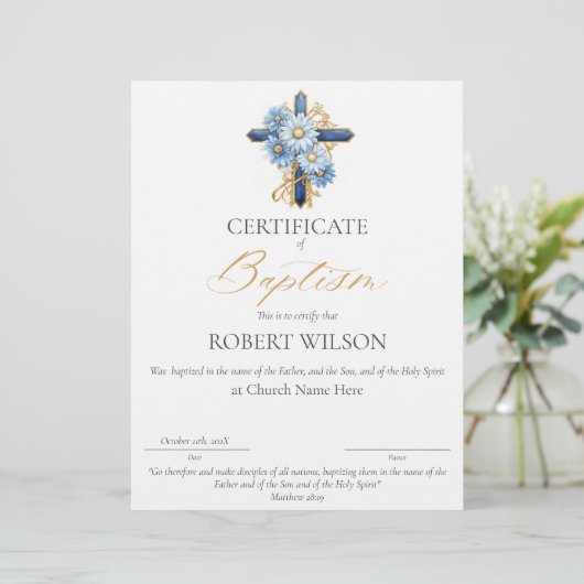 Certificaat van doop, doopcertificaat (Staand voorkant)