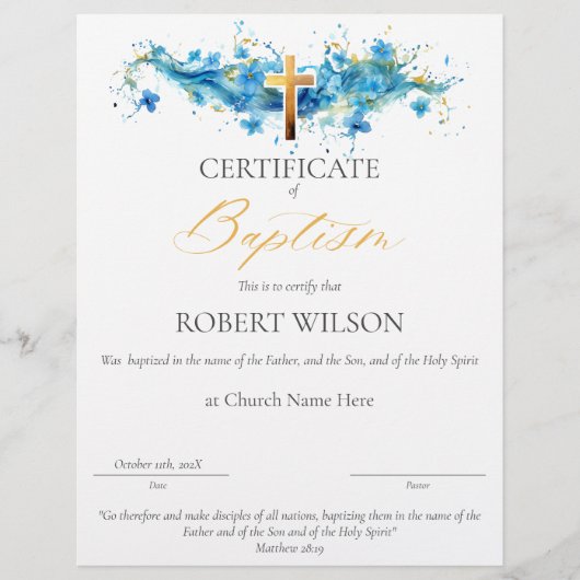 Certificaat van doop, doopcertificaat (Voorkant)