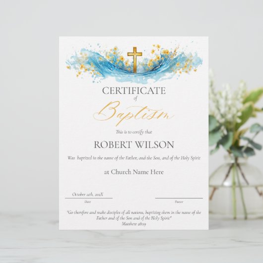 Certificaat van doop, doopcertificaat (Staand voorkant)