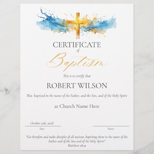 Certificaat van doop, doopcertificaat (Voorkant)