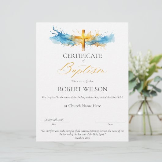 Certificaat van doop, doopcertificaat (Staand voorkant)