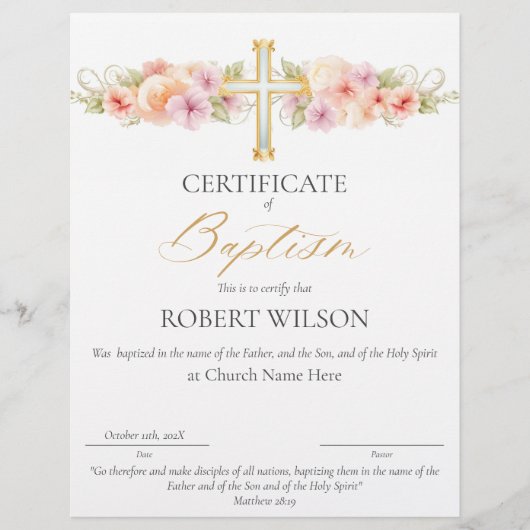 Certificaat van doop, doopcertificaat (Voorkant)