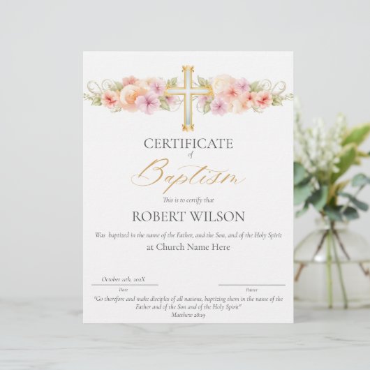 Certificaat van doop, doopcertificaat (Staand voorkant)