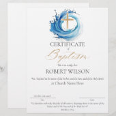 Certificaat van Doop, Water doopsel (Voorkant / Achterkant)