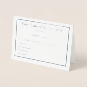 Certificaat van echtheid Art Folie Card Kaarten