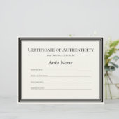 Certificaat van echtheid Art Letter Paper Briefhoofd (Staand voorkant)