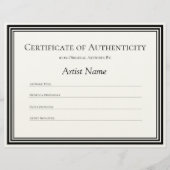 Certificaat van echtheid Art Letter Paper Briefhoofd (Voorkant)