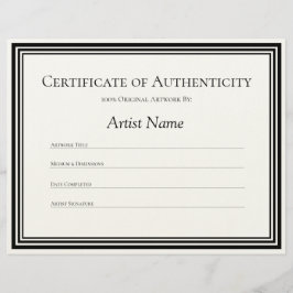 Certificaat van echtheid Art Letter Paper Briefhoofd