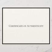 Certificaat van echtheid Art Letter Paper Briefhoofd (Achterkant)